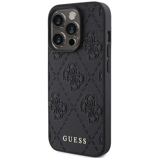 Guess Leather 4G Stamped case for iPhone 15 Pro Max - black - Cell phone cases and covers<<<HurtelXML