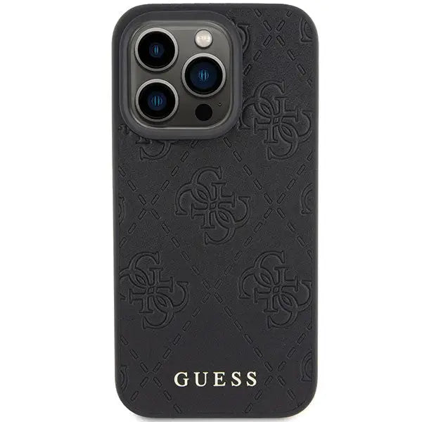 Guess Leather 4G Stamped case for iPhone 15 Pro Max - black - Cell phone cases and covers<<<HurtelXML