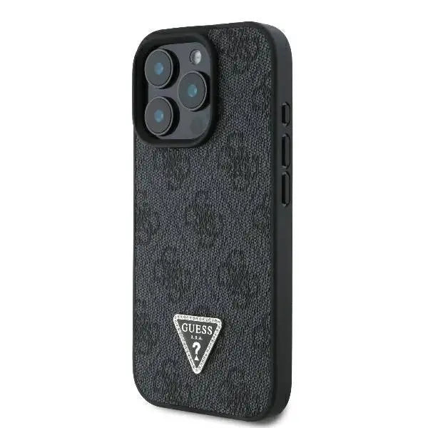 Guess Leather 4G Triangle Strass Case for iPhone 16 Pro - Black - Cell phone cases and covers<<<HurtelXML