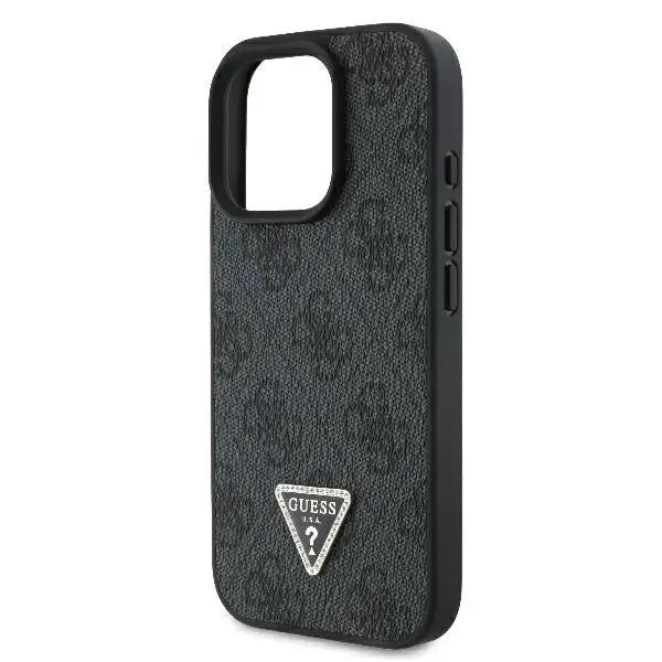 Guess Leather 4G Triangle Strass Case for iPhone 16 Pro - Black - Cell phone cases and covers<<<HurtelXML