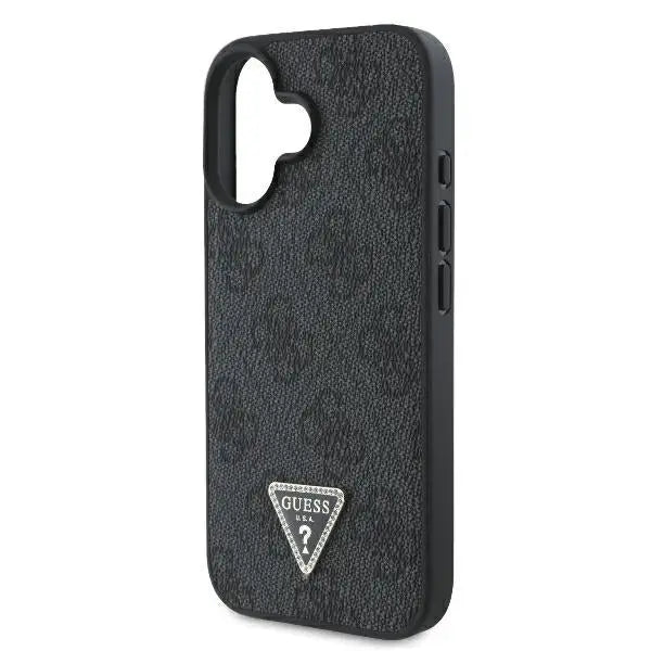 Guess Leather 4G Triangle Strass MagSafe Case for iPhone 16 - Black - Cell phone cases and covers<<<HurtelXML