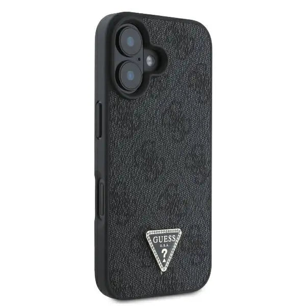 Guess Leather 4G Triangle Strass MagSafe Case for iPhone 16 - Black - Cell phone cases and covers<<<HurtelXML