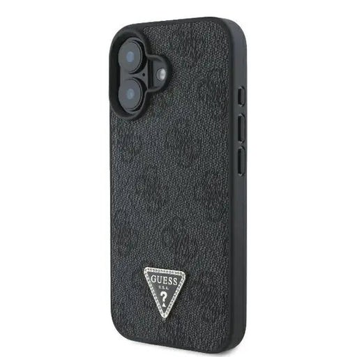 Guess Leather 4G Triangle Strass MagSafe Case for iPhone 16 - Black - Cell phone cases and covers<<<HurtelXML