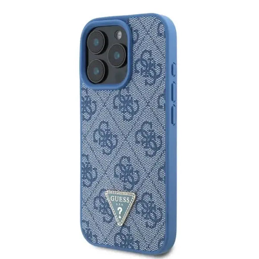 Guess Leather 4G Triangle Strass MagSafe Case for iPhone 16 Pro - Blue - Cell phone cases and covers<<<HurtelXML