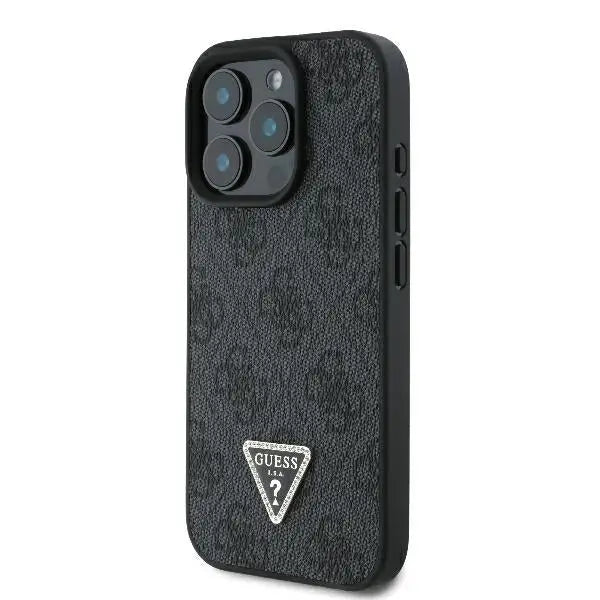 Guess Leather 4G Triangle Strass MagSafe Case for iPhone 16 Pro Max - Black - Cell phone cases and covers<<<HurtelXML