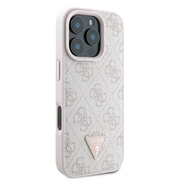 Guess Leather 4G Triangle Strass MagSafe Case for iPhone 16 Pro Max - Pink - Cell phone cases and covers<<<HurtelXML