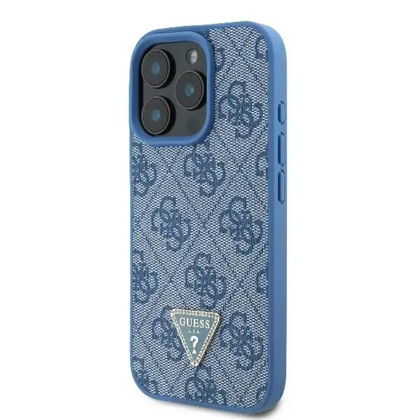 Guess Leather 4G Triangle Strass MagSafe Case for iPhone 16 Pro Max - Blue - Cell phone cases and covers<<<HurtelXML