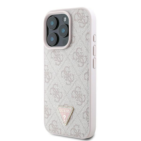 Guess Leather 4G Triangle Strass MagSafe Case for iPhone 16 Pro Max - Pink - Cell phone cases and covers<<<HurtelXML