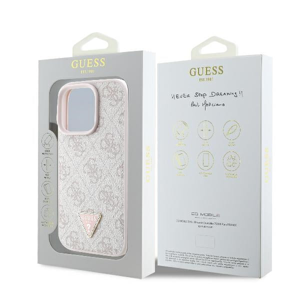Guess Leather 4G Triangle Strass MagSafe Case for iPhone 16 Pro Max - Pink - Cell phone cases and covers<<<HurtelXML