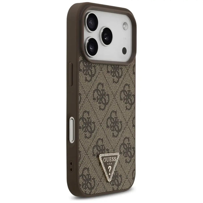 Guess Leather 4G Triangle Strass MagSafe Case for iPhone 17 Pro - Brown - Cell phone cases and covers<<<HurtelXML