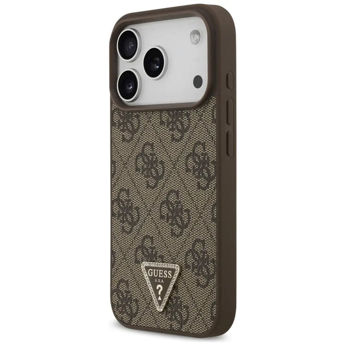 Guess Leather 4G Triangle Strass MagSafe Case for iPhone 17 Pro - Brown - Cell phone cases and covers<<<HurtelXML