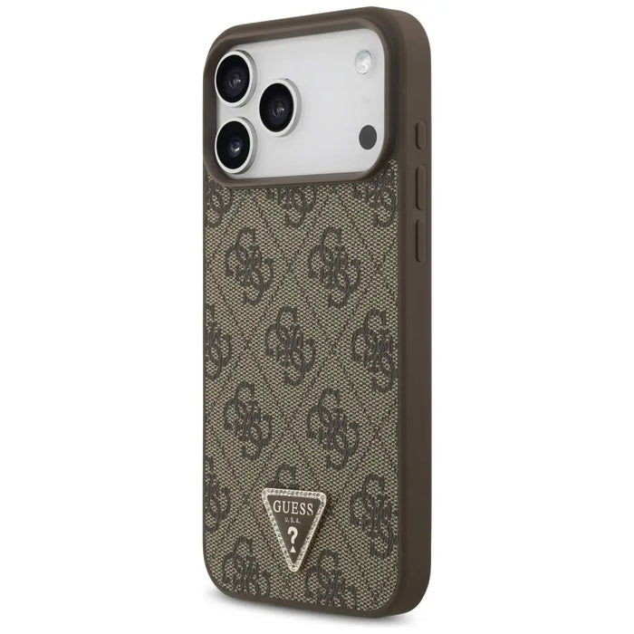 Guess Leather 4G Triangle Strass MagSafe Case for iPhone 17 Pro Max - Brown - Cell phone cases and covers<<<HurtelXML