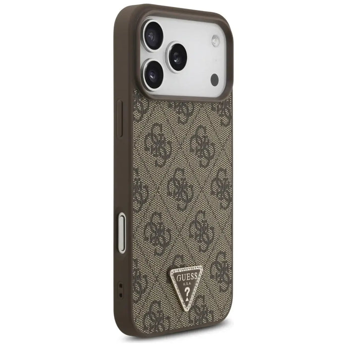 Guess Leather 4G Triangle Strass MagSafe Case for iPhone 17 Pro Max - Brown - Cell phone cases and covers<<<HurtelXML