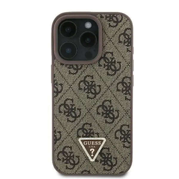 Guess Leather Metal Logo Strass Crossbody Case for iPhone 16 Pro - Brown - Cell phone cases and covers<<<HurtelXML