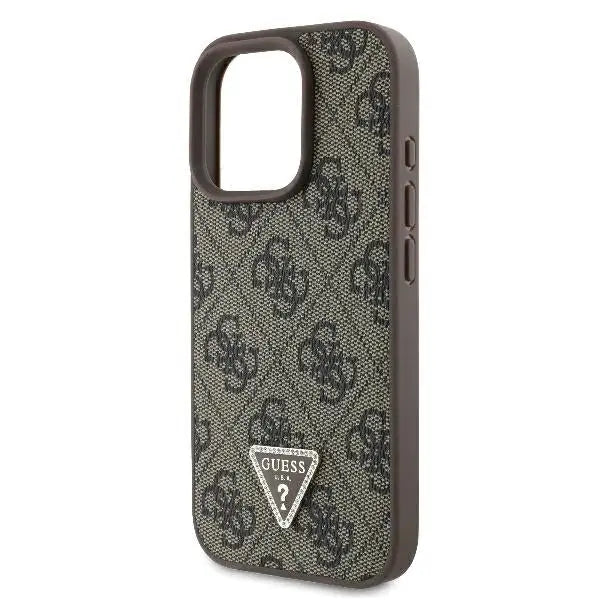 Guess Leather Metal Logo Strass Crossbody Case for iPhone 16 Pro - Brown - Cell phone cases and covers<<<HurtelXML