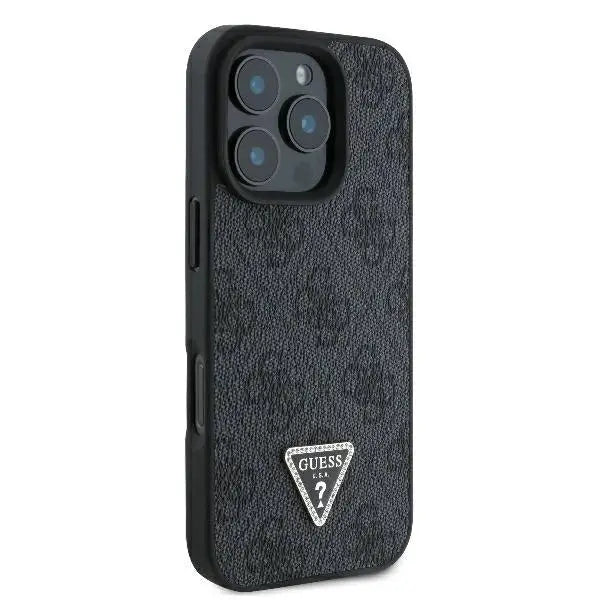 Guess Leather Metal Logo Strass Crossbody Case for iPhone 16 Pro - Black - Cell phone cases and covers<<<HurtelXML