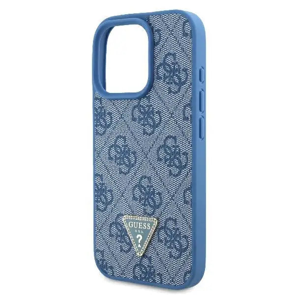Guess Leather Metal Logo Strass Crossbody Case for iPhone 16 Pro - Blue - Cell phone cases and covers<<<HurtelXML