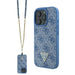 Guess Leather Metal Logo Strass Crossbody Case for iPhone 16 Pro - Blue - Cell phone cases and covers<<<HurtelXML