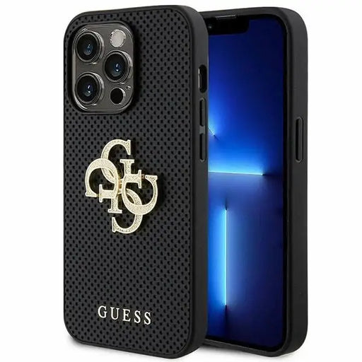 Guess Leather Perforated 4G Glitter Logo Case for iPhone 15 Pro - Black - Cell phone cases and covers<<<HurtelXML