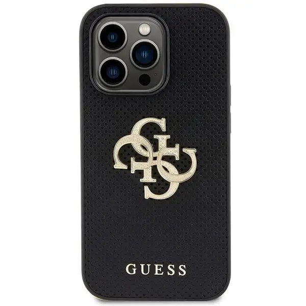 Guess Leather Perforated 4G Glitter Logo Case for iPhone 15 Pro - Black - Cell phone cases and covers<<<HurtelXML
