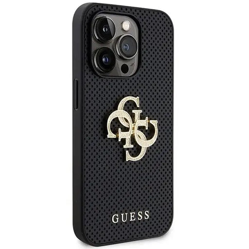 Guess Leather Perforated 4G Glitter Logo Case for iPhone 15 Pro - Black - Cell phone cases and covers<<<HurtelXML