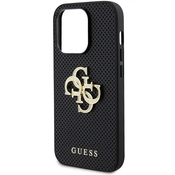 Guess Leather Perforated 4G Glitter Logo Case for iPhone 15 Pro Max - Black - Cell phone cases and covers<<<HurtelXML