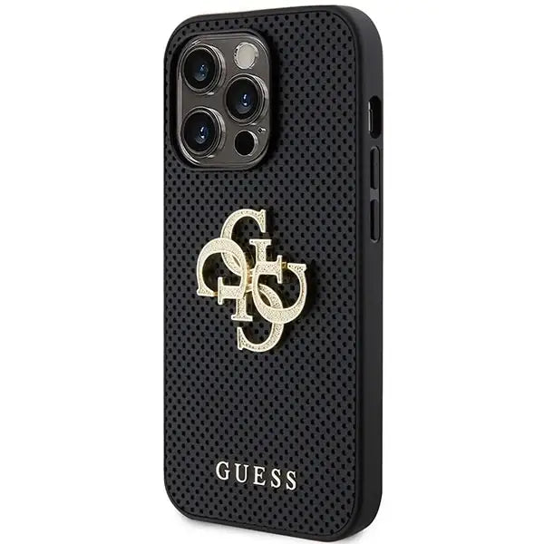 Guess Leather Perforated 4G Glitter Logo Case for iPhone 15 Pro Max - Black - Cell phone cases and covers<<<HurtelXML