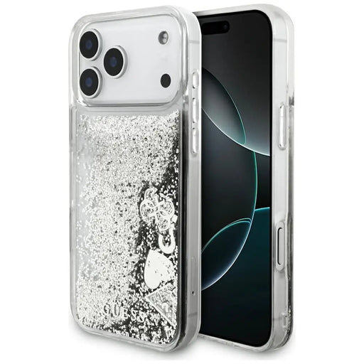Guess Liq case. Glitter Charms for iPhone 17 Pro Max - silver - Cell phone cases and covers<<<HurtelXML