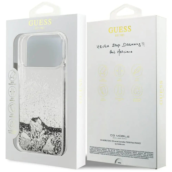 Guess Liq case. Glitter Charms for iPhone 17 Pro Max - silver - Cell phone cases and covers<<<HurtelXML