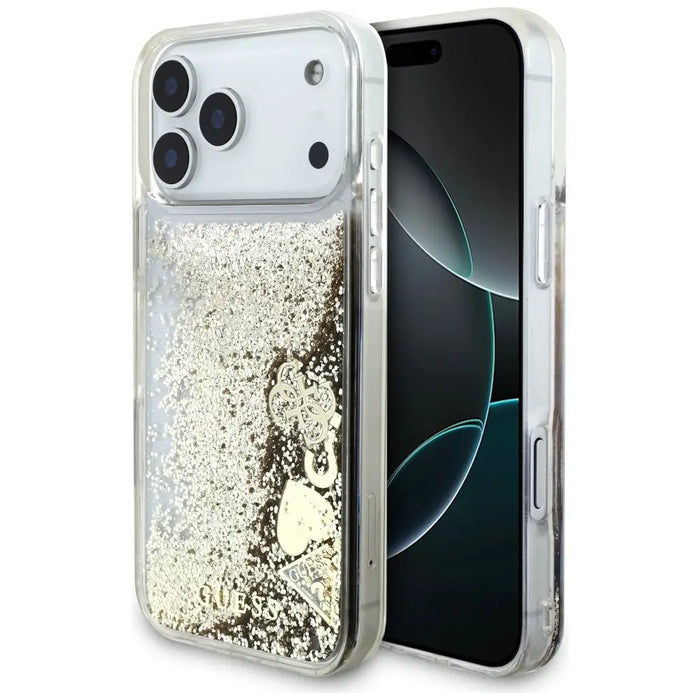 Guess Liq. Glitter 4 Charms Case for iPhone 17 Pro - Gold - Cell phone cases and covers<<<HurtelXML