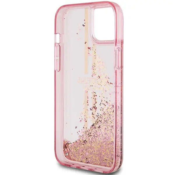 Guess Liquid Glitter Gold Stripes case for iPhone 15 Plus / 14 Plus - pink - Cell phone cases and covers<<<HurtelXML