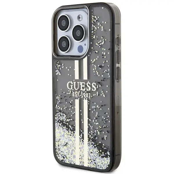 Guess Liquid Glitter Gold Stripes case for iPhone 15 Pro Max - black - Cell phone cases and covers<<<HurtelXML