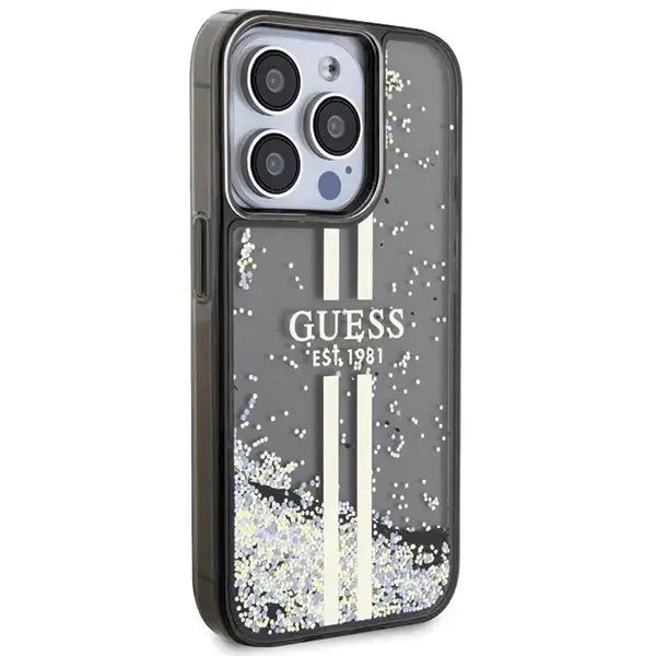 Guess Liquid Glitter Gold Stripes case for iPhone 15 Pro Max - black - Cell phone cases and covers<<<HurtelXML