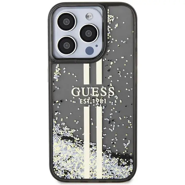 Guess Liquid Glitter Gold Stripes case for iPhone 15 Pro Max - black - Cell phone cases and covers<<<HurtelXML