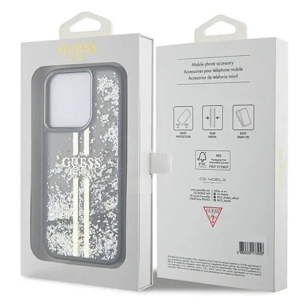 Guess Liquid Glitter Gold Stripes case for iPhone 15 Pro Max - black - Cell phone cases and covers<<<HurtelXML