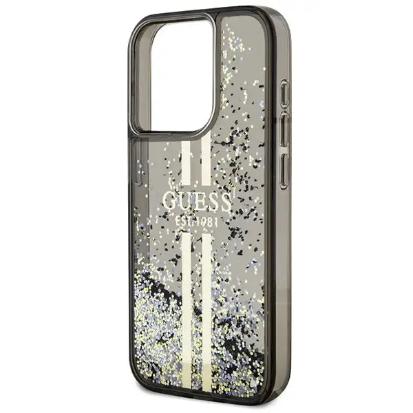 Guess Liquid Glitter Gold Stripes case for iPhone 15 Pro Max - black - Cell phone cases and covers<<<HurtelXML