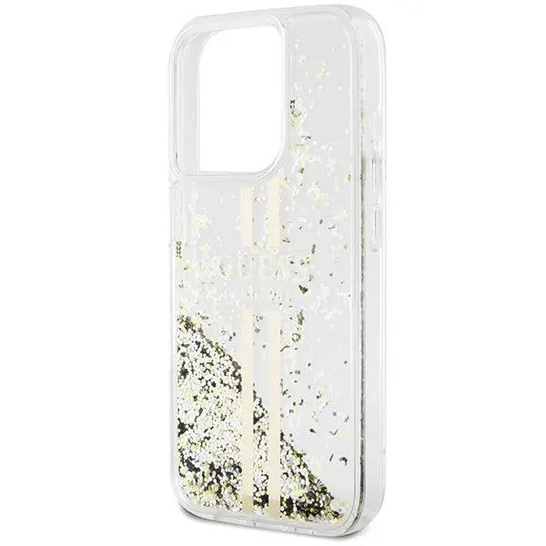 Guess Liquid Glitter Gold Stripes case for iPhone 15 Pro - transparent - Cell phone cases and covers<<<HurtelXML