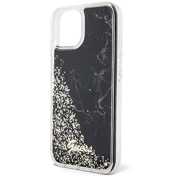 Guess Liquid Glitter Marble case for iPhone 14 - black - Cell phone cases and covers<<<HurtelXML