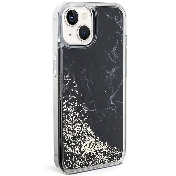 Guess Liquid Glitter Marble case for iPhone 14 - black - Cell phone cases and covers<<<HurtelXML
