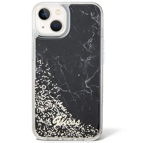 Guess Liquid Glitter Marble case for iPhone 14 - black - Cell phone cases and covers<<<HurtelXML