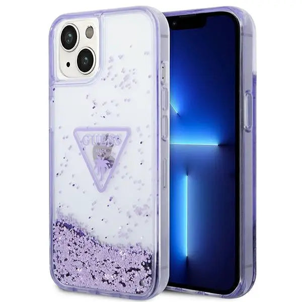 Guess Liquid Glitter Palm Collection case for iPhone 14 Plus 6.7’’ - purple - Cell phone cases and covers<<<HurtelXML