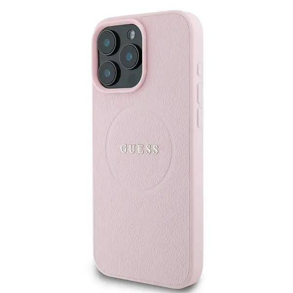 Guess MagSafe Grained Gold Ring iPhone 15 Pro Max Case - Pink - Cell phone cases and covers<<<HurtelXML