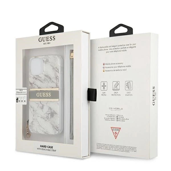Guess Marble Strap Collection iPhone 13 mini 5.4’’ Case - Gray - Cell phone cases and covers<<<HurtelXML