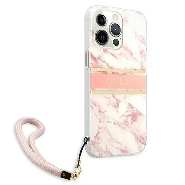 Guess Marble Strap Collection iPhone 13 Pro Max 6.7’’ Case - Pink - Cell phone cases and covers<<<HurtelXML