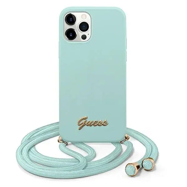 Guess Metal Logo Cord case for iPhone 12 Pro Max 6.7’’ - light blue - Cell phone cases and covers<<<HurtelXML
