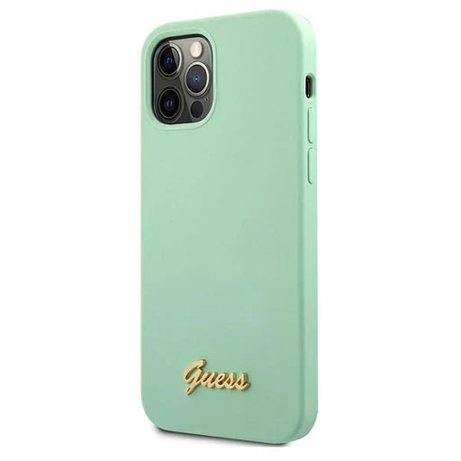 Guess Metal Logo Script Case for iPhone 12 Pro Max 6.7’’ - Green - Cell phone cases and covers<<<HurtelXML