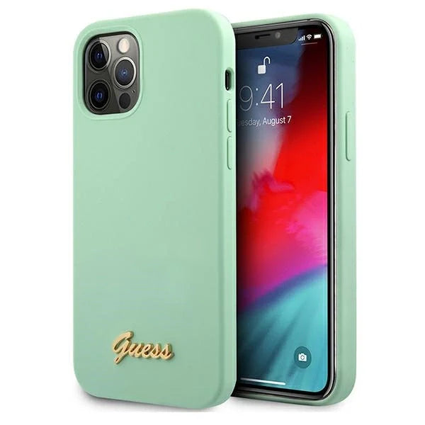 Guess Metal Logo Script Case for iPhone 12 Pro Max 6.7’’ - Green - Cell phone cases and covers<<<HurtelXML