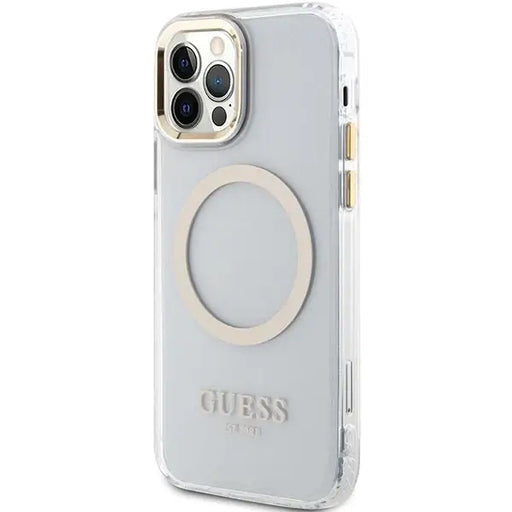 Guess Metal Outline Magsafe case for iPhone 12 / iPhone 12 Pro - gold - Cell phone cases and covers<<<HurtelXML