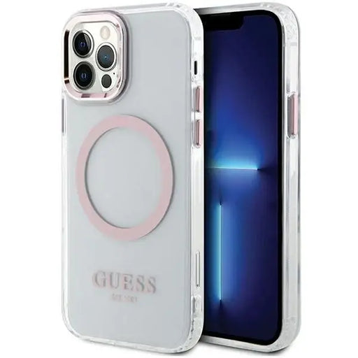 Guess Metal Outline Magsafe case for iPhone 12 / iPhone 12 Pro - pink - Cell phone cases and covers<<<HurtelXML