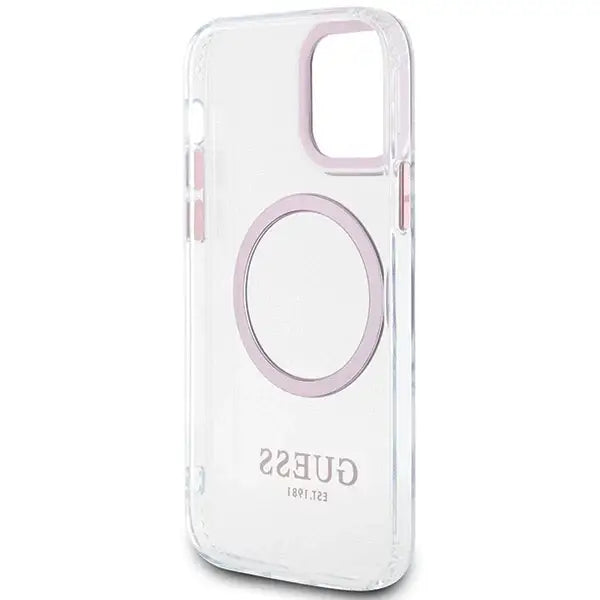 Guess Metal Outline Magsafe case for iPhone 12 / iPhone 12 Pro - pink - Cell phone cases and covers<<<HurtelXML